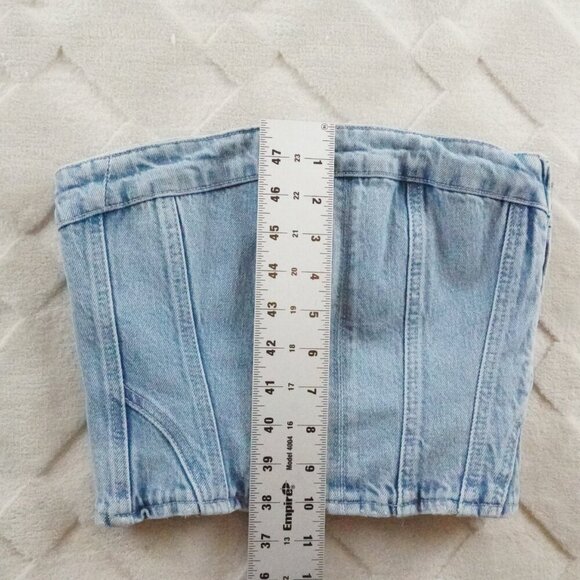 Zara Light Blue Denim Bustier Top - Picture 7 of 9